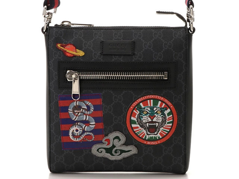 Gucci GG Courier Shoulder Bag Black Leather